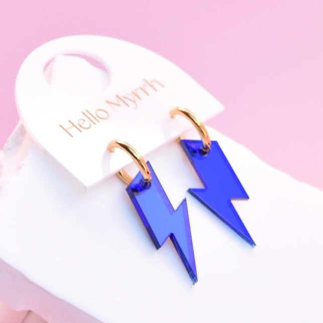 Lightning Bolt - Dark Blue Mirror - Small