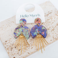 Psychedelic Dream Earrings with Colorful Swirls and Gold Accents