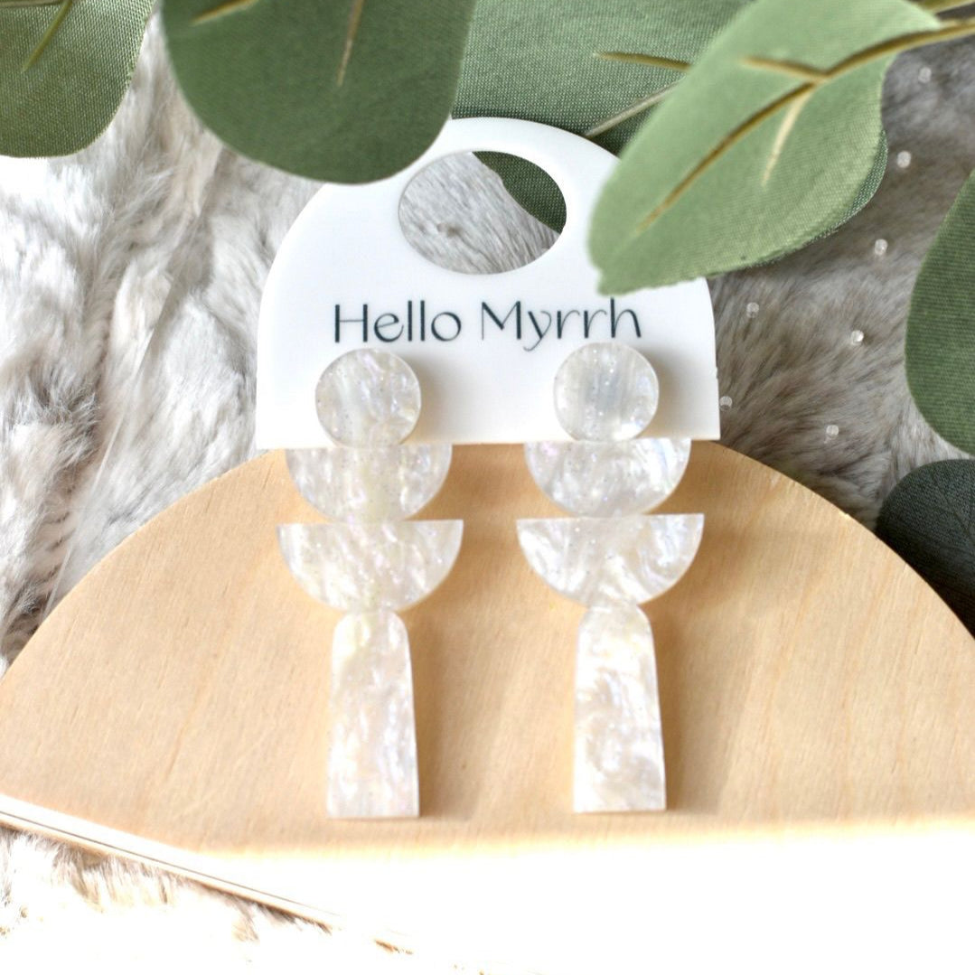 Sani Earrings with Iridescent Layered Geometric Design