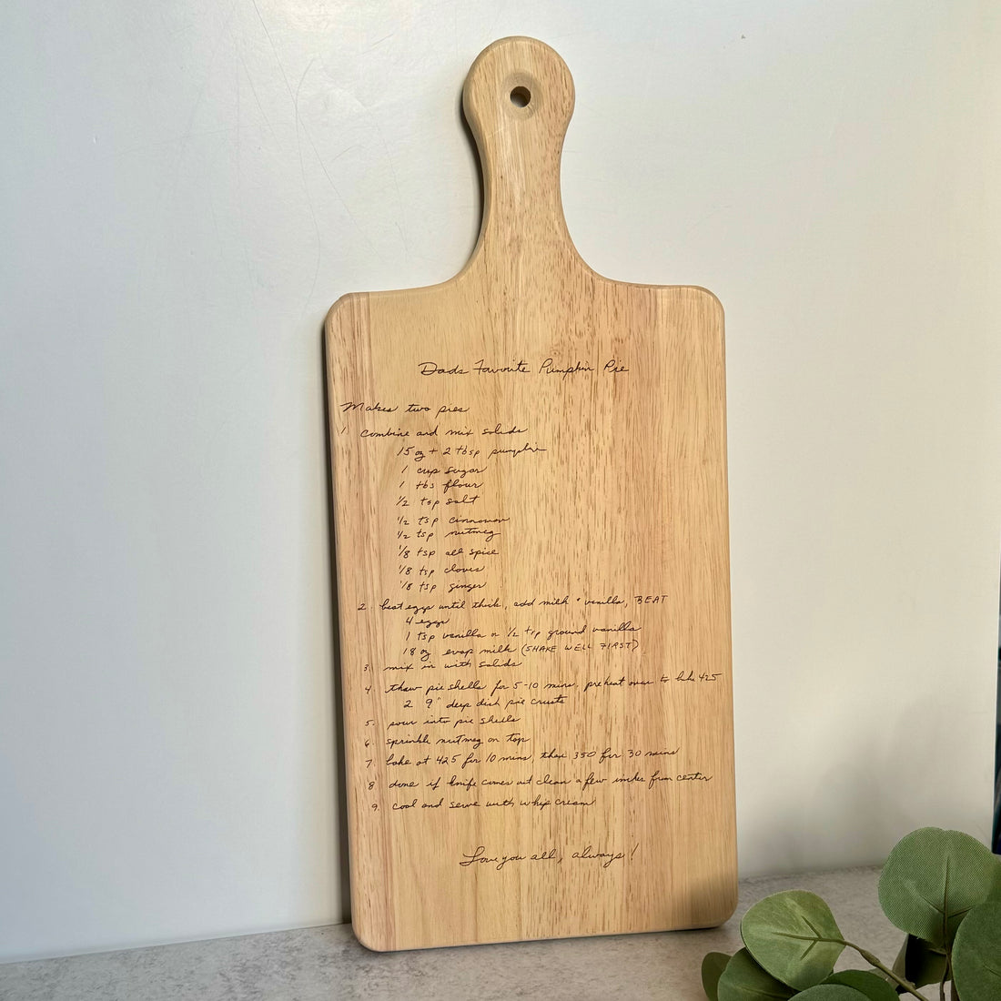 Custom Recipe Cutting Board