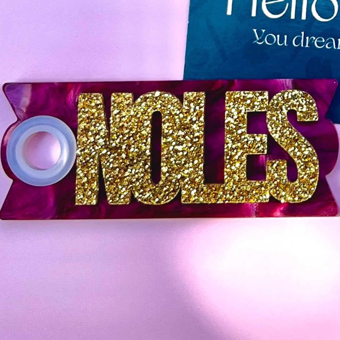 Stanley Name Plate | FSU Noles (Glitter Gold)