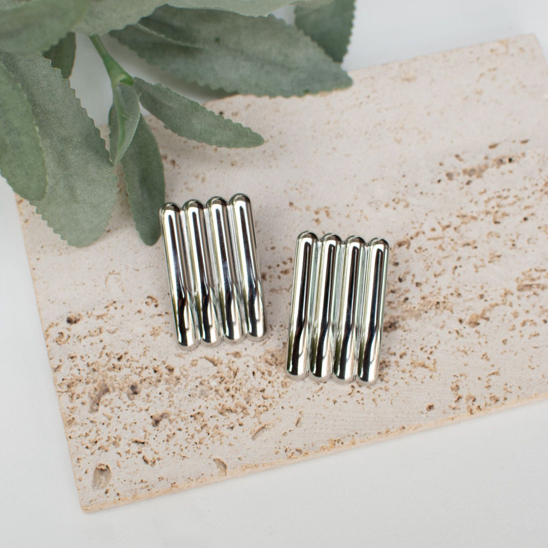 Aurelia Silver Geometric Statement Earrings