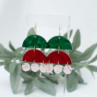 Celestia Earrings with Green, Red, and Pink Shades