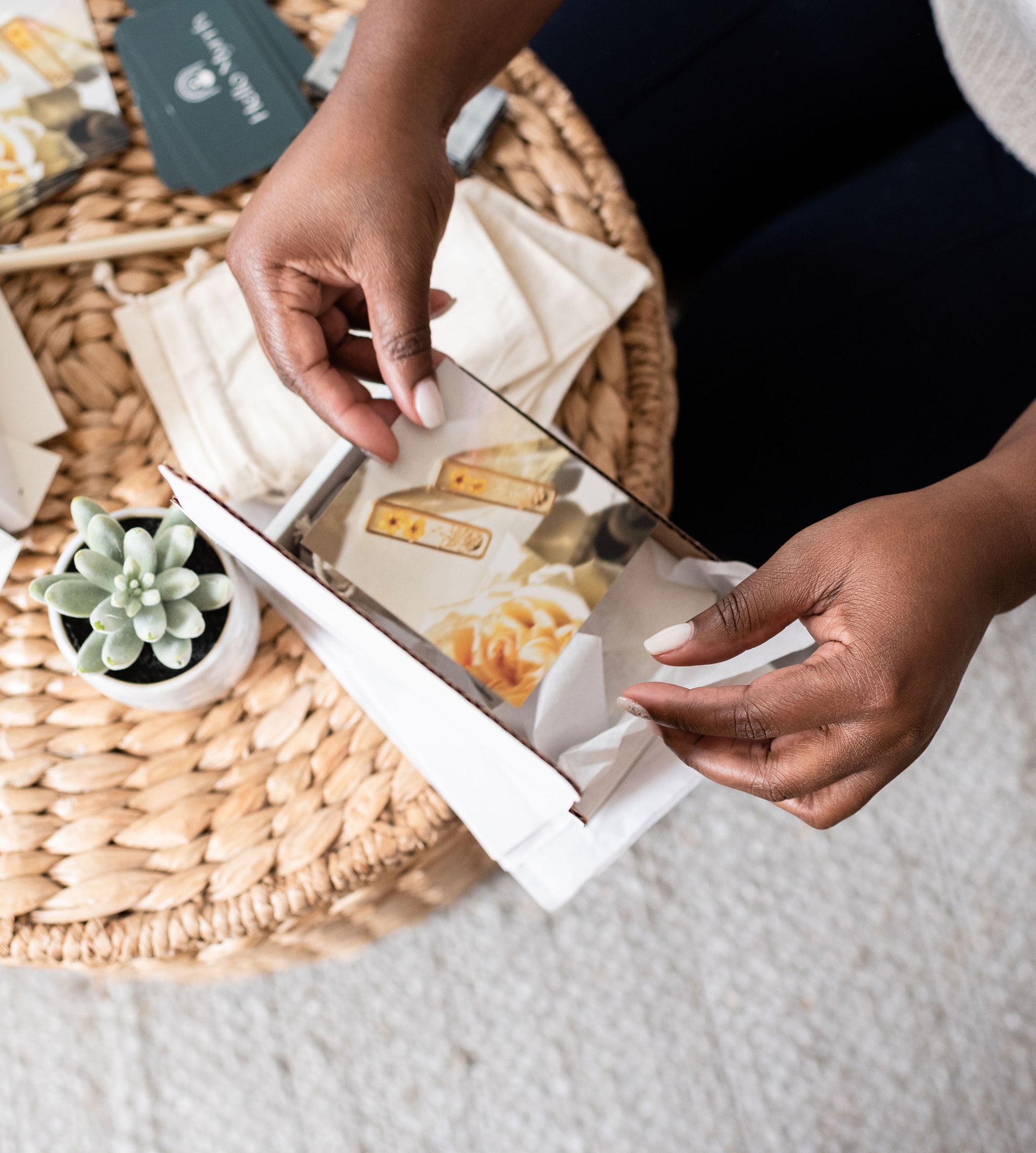 hello myrrh packaging and thank you card