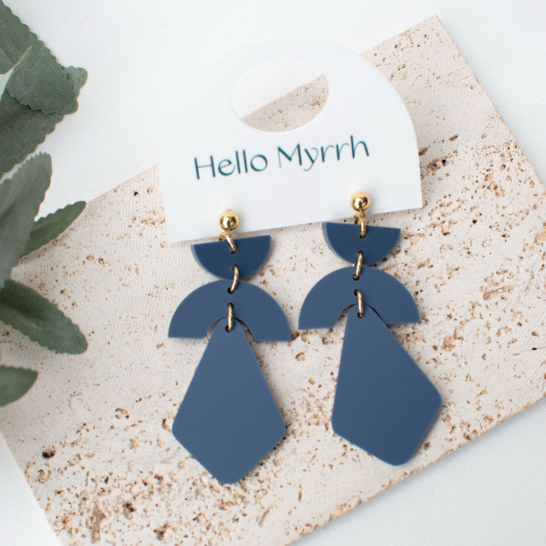 Daya - Slate Blue Earrings with Chic Geometric Design