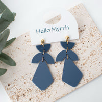 Daya - Slate Blue Earrings with Chic Geometric Design