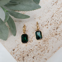 Emerald Eloise Earrings with Green Gems and Gold Settings