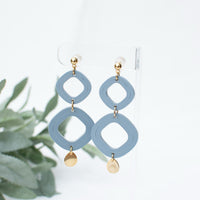 Halo - Dusty Blue Earrings with Dusty Blue Loops and Gold Accents