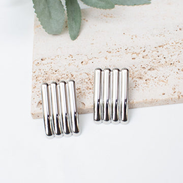 Aurelia Silver Geometric Statement Earrings