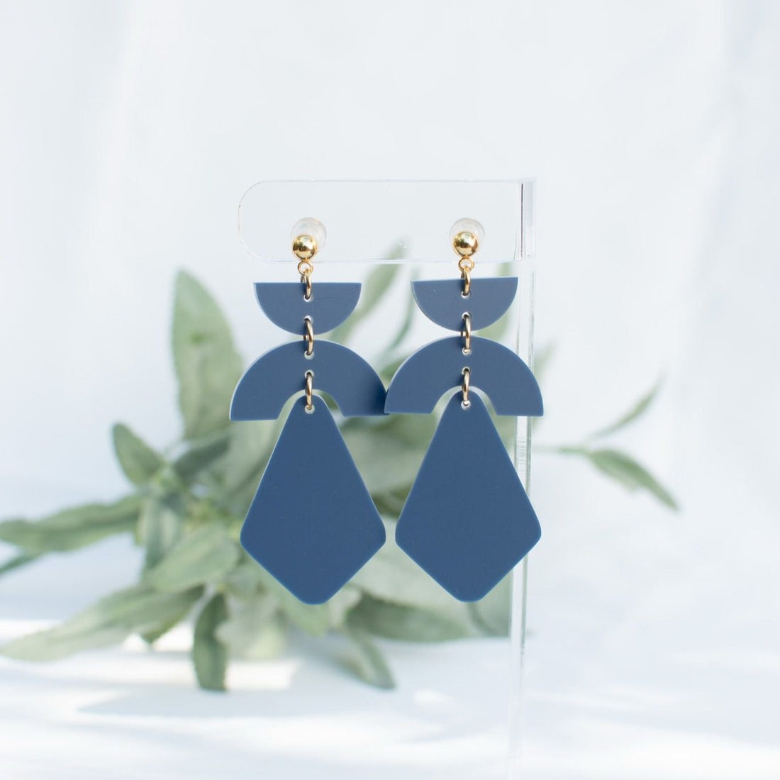 Daya - Slate Blue Earrings with Chic Geometric Design