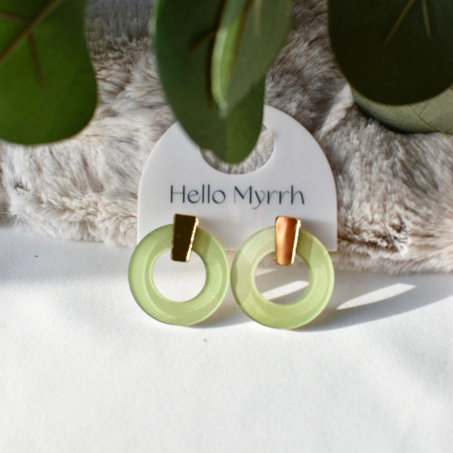 Elia Jade Earrings with Green Circular Design and Gold Accents