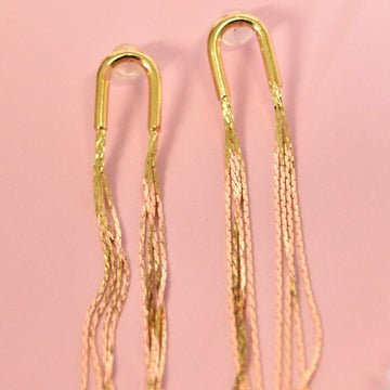 Sophisticated gold chain tassel earrings