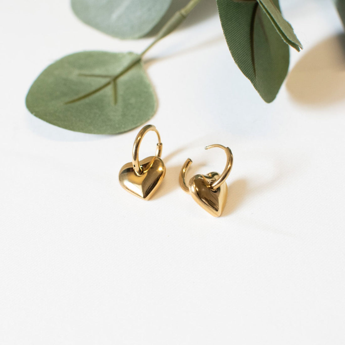 Gold Heart Hoop Earrings