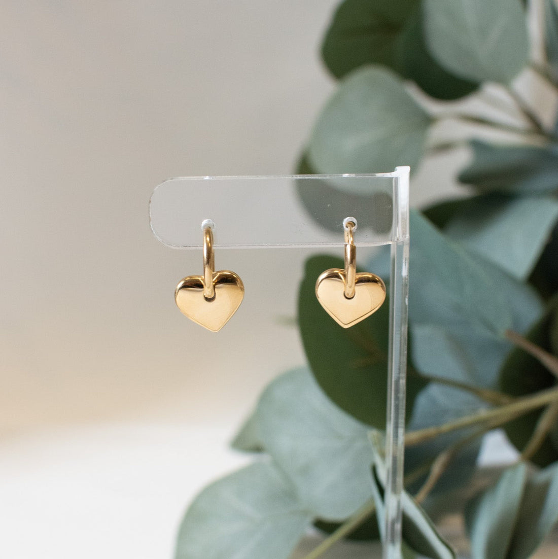 Gold Heart Hoop Earrings