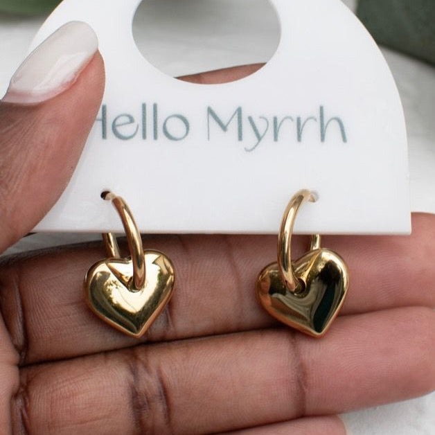 Gold Heart Hoop Earrings