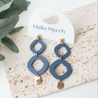 Halo - Slate Blue Earrings with Slate Blue Loops and Gold Accents