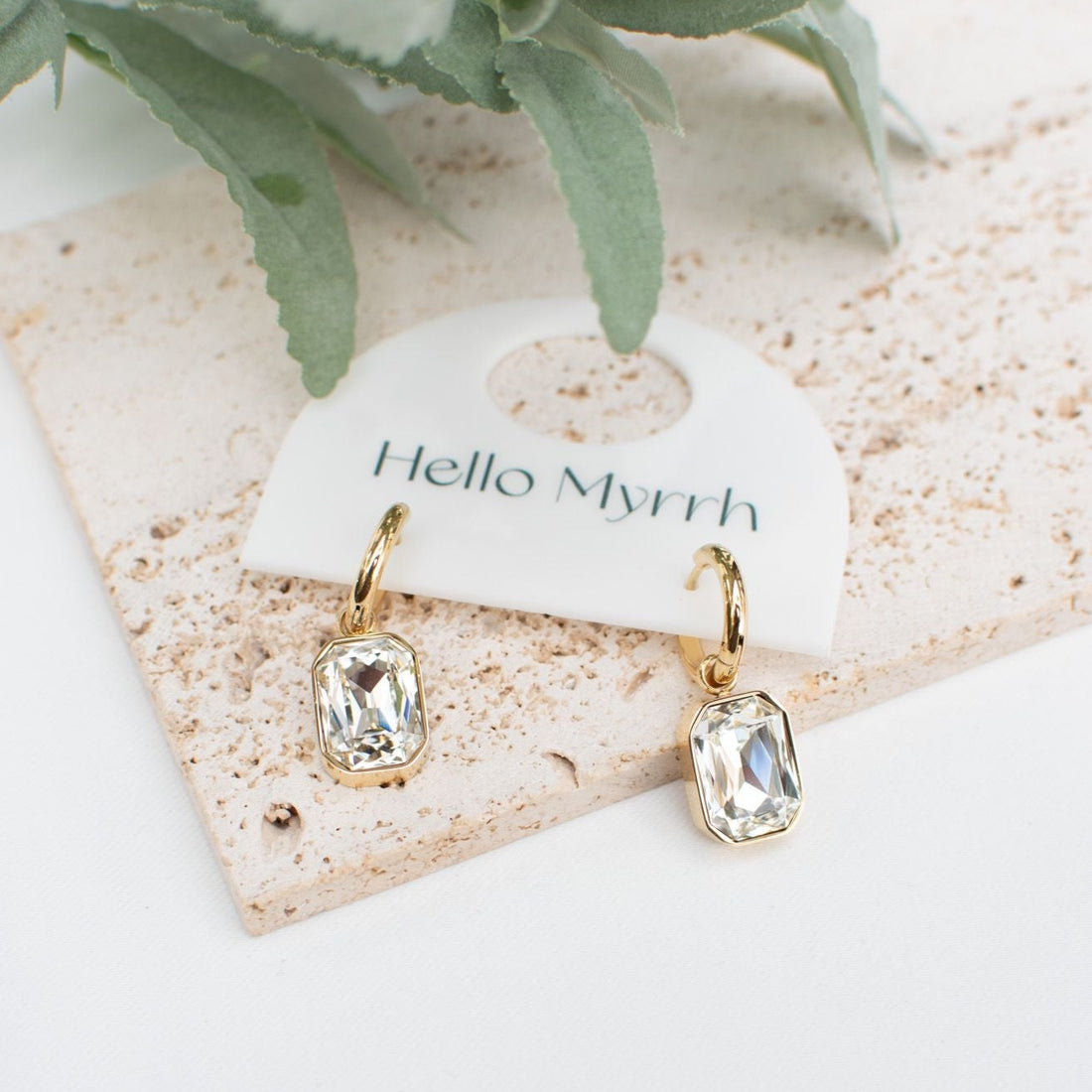 Crystal Eloise Earrings with Clear Gems and Gold Setting