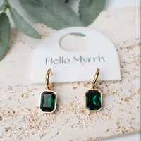 Emerald Eloise Earrings with Green Gems and Gold Settings