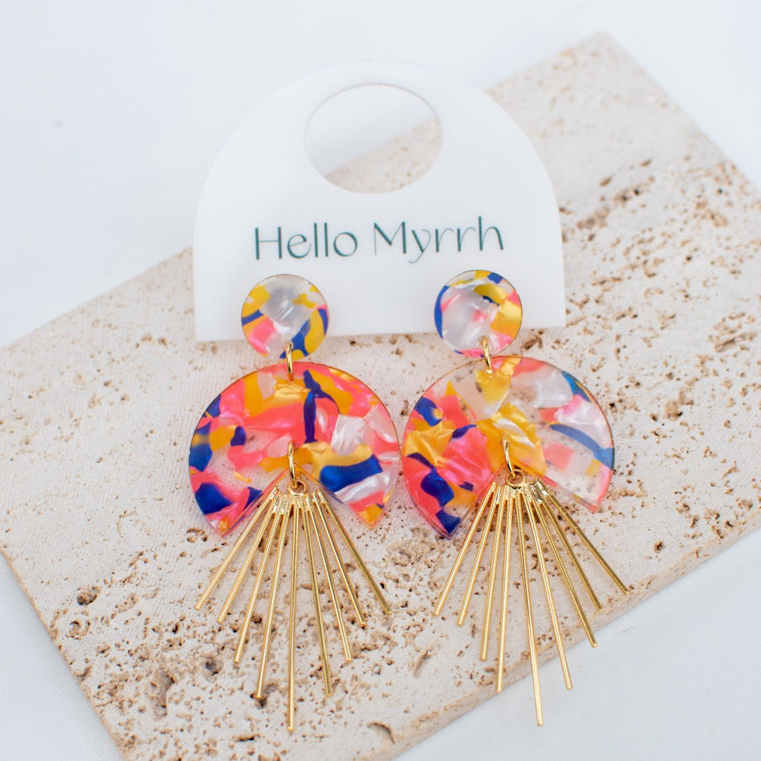 Fizzpop Delight Earrings with Vibrant Colors and Gold Accents