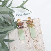 Serene Harmony Earrings with Green Tones and Delicate Patterns