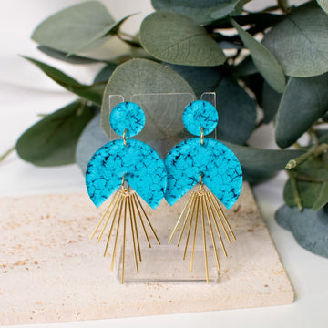 Turquoise Radiance Earrings with Gold Accents