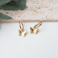 Mariposa Earrings with Gold Hoops and Butterfly Charm