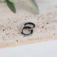 Noir Elegance Earrings with Black Hoops and Sparkling Crystals