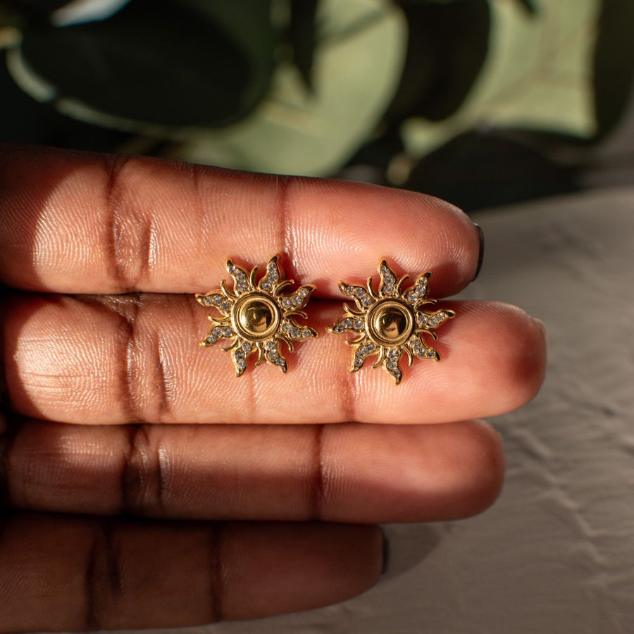 Solara Earrings with Sun-Inspired Gold Design