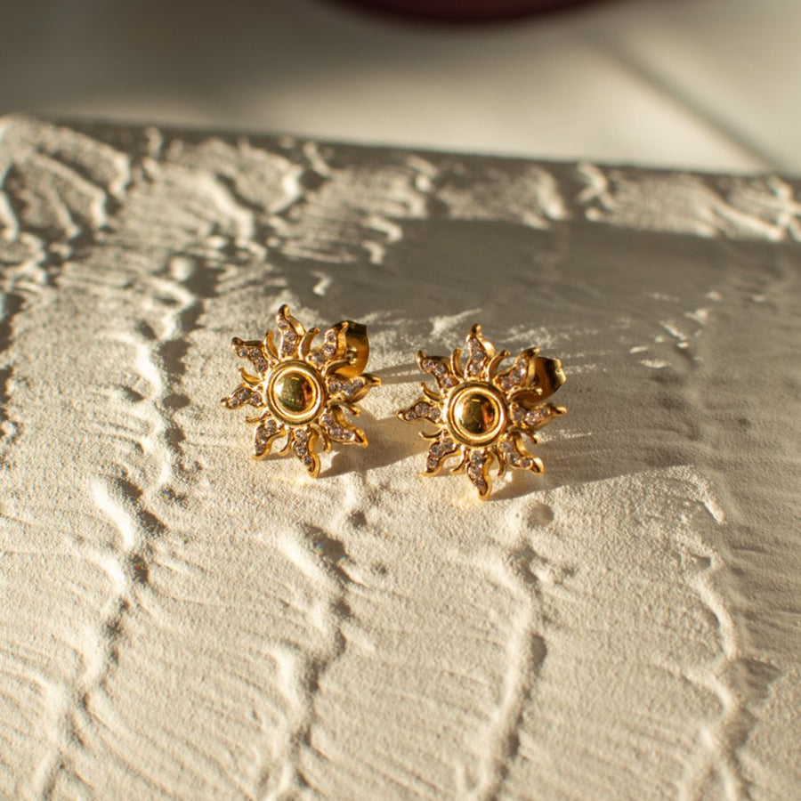 Solara Earrings with Sun-Inspired Gold Design