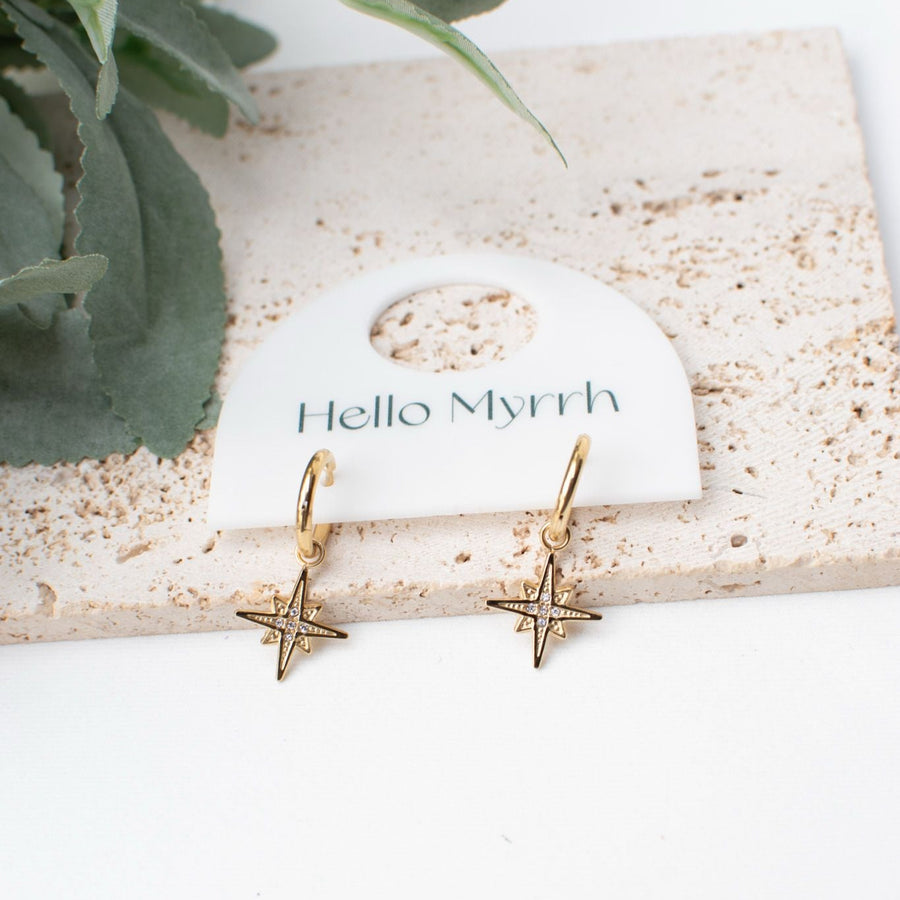 Stella Earrings with Gold Hoops and Star Charm